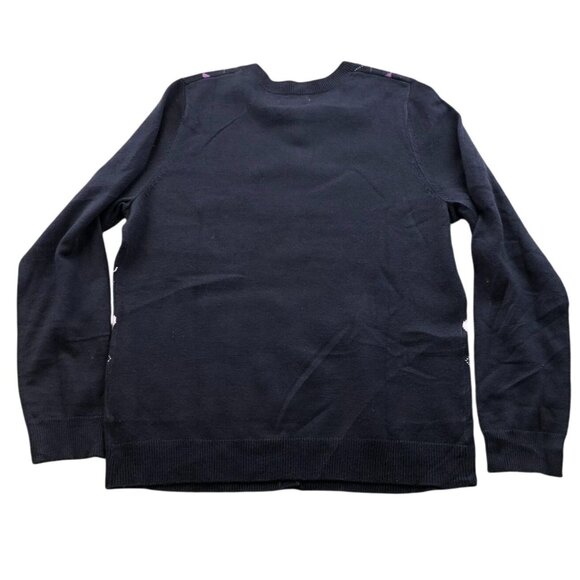 Croft & Barrow Womens Cardigan Sweater Medium Argyle Pattern Crew Neck Casual - Picture 2 of 8